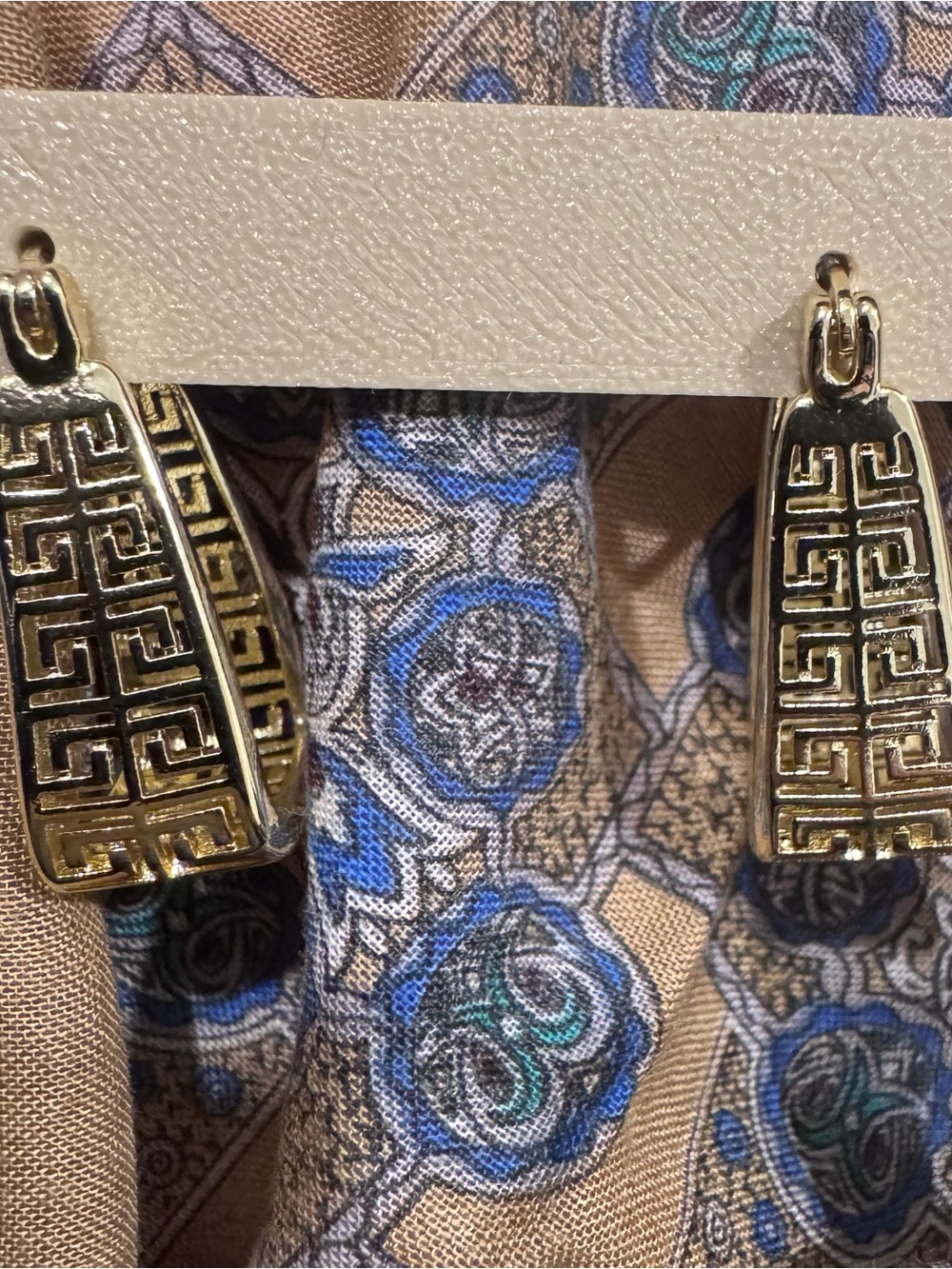 Gold Greek Key Drop Earrings